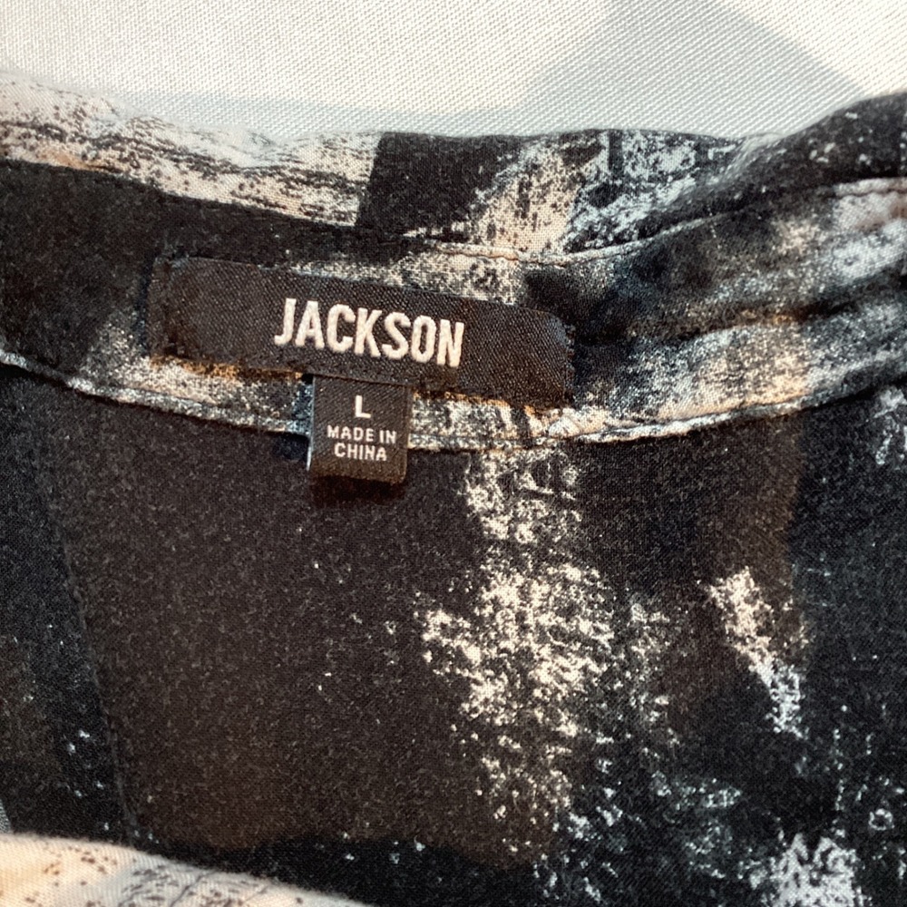Jackson Abstract Brushstroke Shirt Mens L Black White Grunge Streetwear Indie - Picture 3 of 7